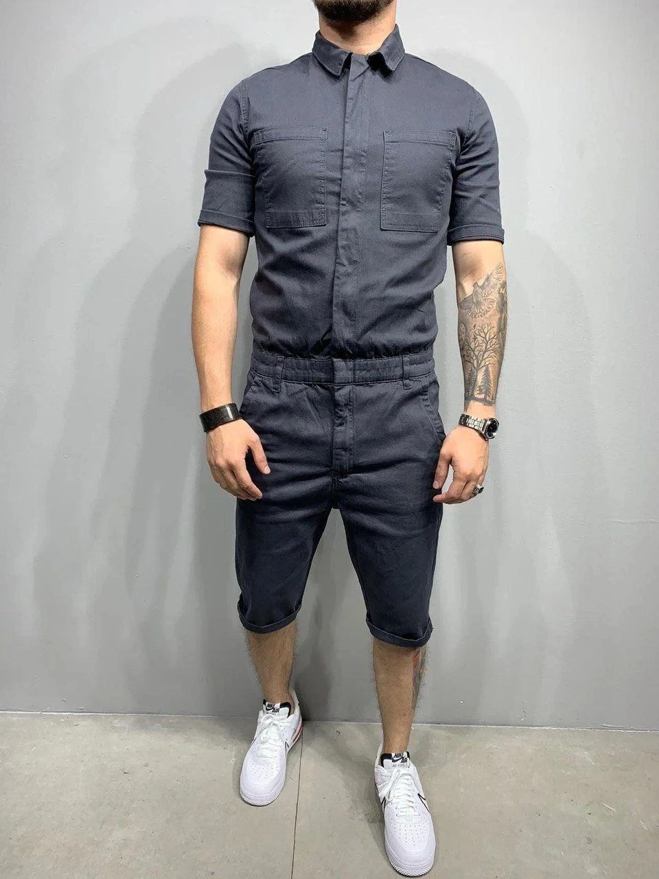 firehouse casual living store on Hot Sale Solid Casual Short Sleeve Summer Men S Rompers Short Sleeve Street Casual Cargo Pants Jumpsuit Overalls Men S Sets Aliexpress