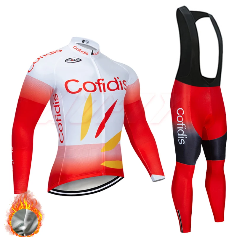 Wool black strap set Cofidis теплая зимняя флисовая велосипедная футболка, длинный комплект, спортивная одежда для велосипеда, одежда, рубашка, ropa ciclismo, белый, красный - Цвет: Wool black strap set