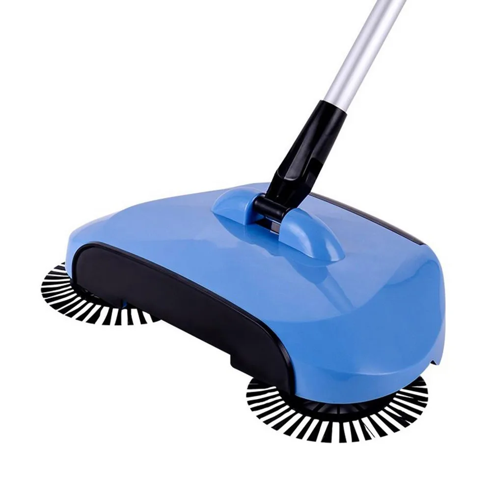 Magic Broom New Arrival 360 Rotary Home Use Magic Manual Floor Dust Sweeper Hand Push Broom Dustpan Handle Household Mop#45 - Color: Blue