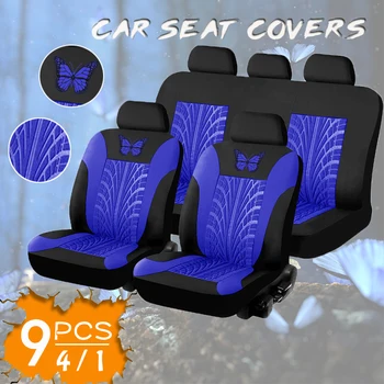 

Universial For 5 Seat Car Automobile Car Seat Cover Protector Soft Fabric Embroidery 3D Butterfly pattern for Auto Cars SUV