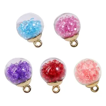 

16 Pcs Antique Glass Ball Pendant with Tiny Shiny Rhinestone Beads DIY Craft Q0KE