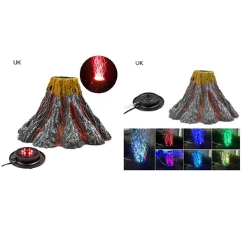 

Aquarium Volcano Ornament Kit Air Bubbler Decorations for Fish Tank with LED Light Multi-colored Professional N15