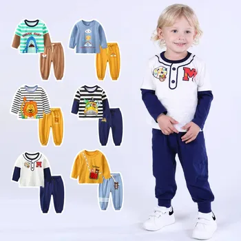 

Autumn Baby Boy Clothes 2020 Children Home Clothes for boys 2pcs t-shirt+pants Cartoon fashion newborn baby sets 12m-4y clothing