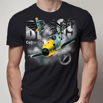 

WW2 German Luftwaffe BF 109 Messerschmitt Aircraft Vintage Printed T-Shirts