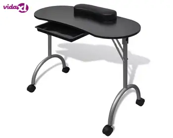 

Vidaxl Foldable Manicure Table With A Thick Wrist Pillow 4 Lockable Wheels Nail Tables Professional Commercial Furniture V3