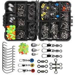 160pcs/Box Fishing Accessories Kit Including Jig Hooks Fishing Sinker Weights Fishing Swivels Snaps With Fishing Tackle Box