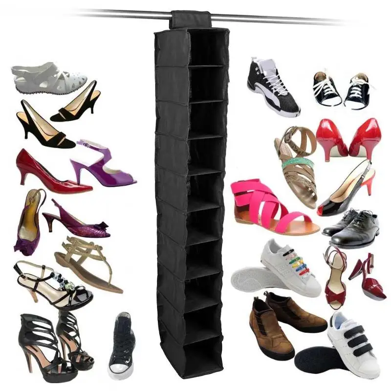 

10 Pocket Dust-proof Shoe Clothes Hanging Storage Rack Shelf Door Organizer