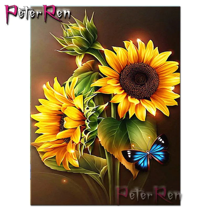 

Peter ren Full Drill Diamond Painting Sunflower Crafts Diamond Embroidery Flower Rhinestone Picture Full Display Home Decor gift