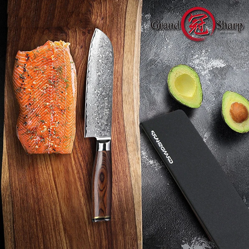 GRANDSHARP 6,7 дюймов нож Santoku vg10 японский Дамасская сталь 67 слоев кухонный нож шеф-повара суши сашими инструменты для приготовления пищи подарочная коробка