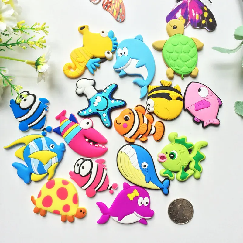 

1Pcs Baby Kids PVC Cartoon Animal fish Cute Fridge Magnet Eco Friendly Lovely Child Educational Toys Refrigerator Magnets