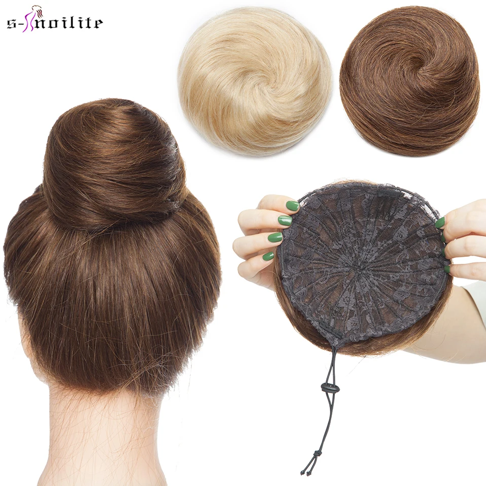 S-noilite-moño de Pelo elástico para mujer, cinta para el pelo de 30g, moño de rosquilla, cinta de extensión para el pelo con Clip