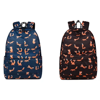 

Cute Animal Fox Printing School Backpacks Waterproof Women Bag Laptop Backpack Female School Backpack