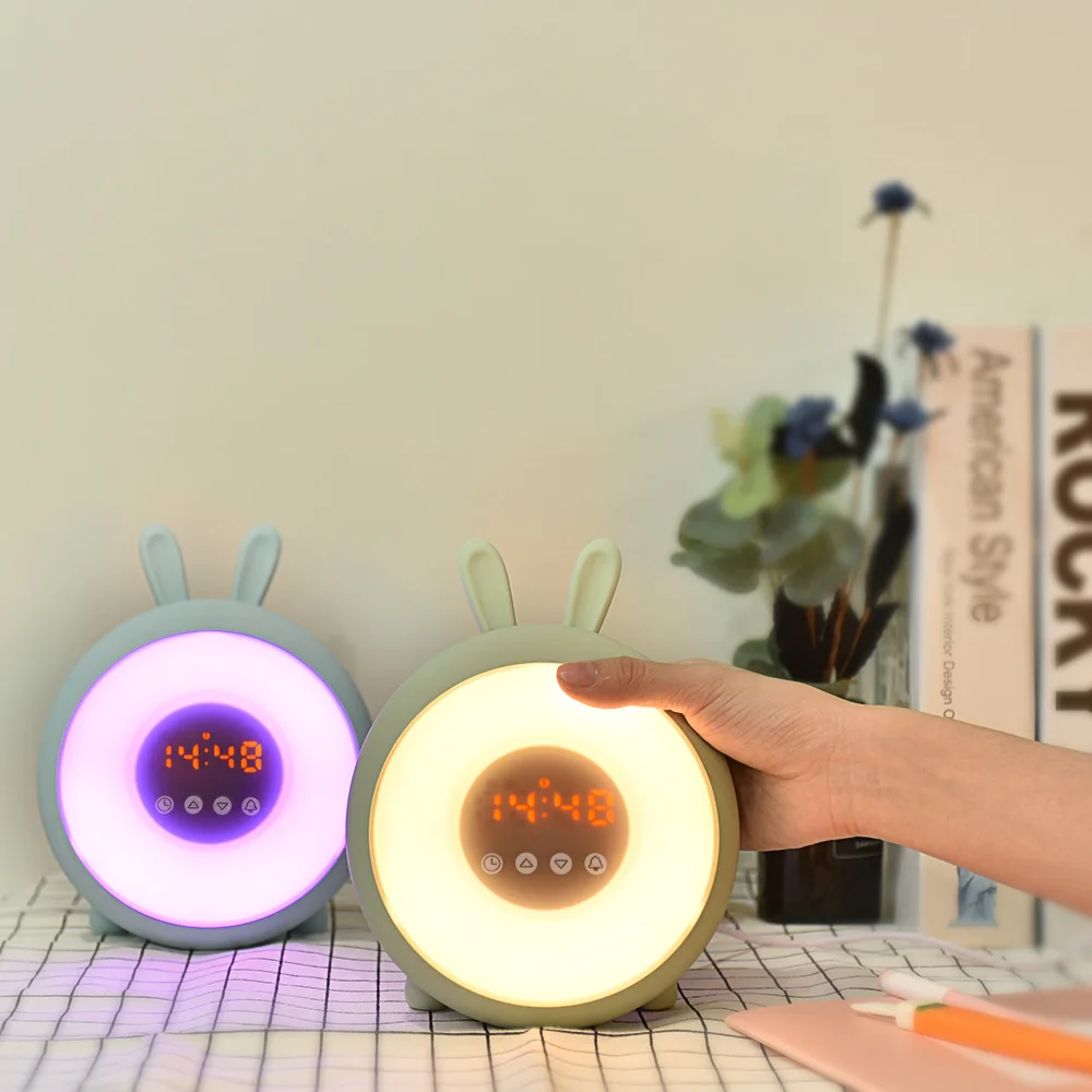 

Creative Cute Table Clock 7 Colors Adjustable LED Desk Alarm Clock with Nigh Light USB Charging Colorful Digital Clock Decor New