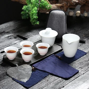 

Ceramic gaiwan tea cup for chinese kung fu travel tea set drinkware with travel bag