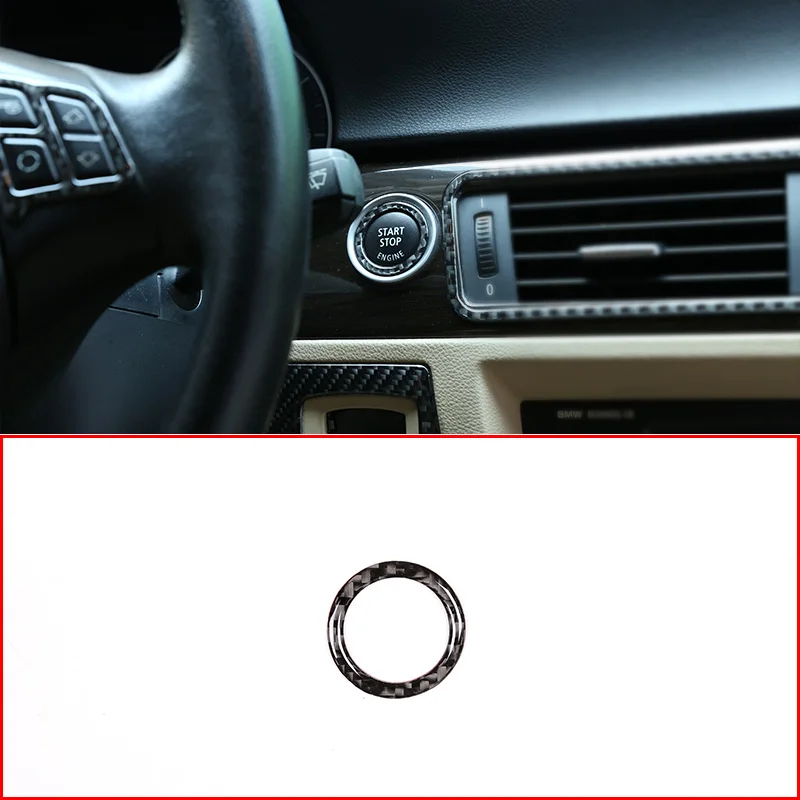 

For BMW 3 Series E90 E92 2005-2012 Epoxy Carbon Fiber Car Start Stop Engine Button Ring Trim Accessories