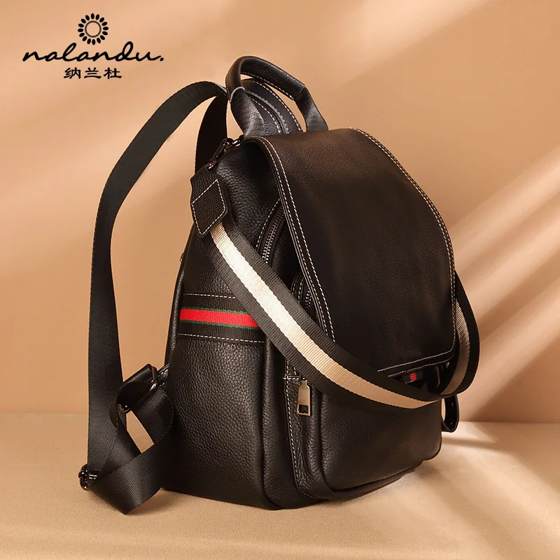 

Nalan Du Leather Backpack WOMEN'S Bag 2019 New Style Autumn And Winter First Layer Leather Backpackage Women's Dual Purpose Top