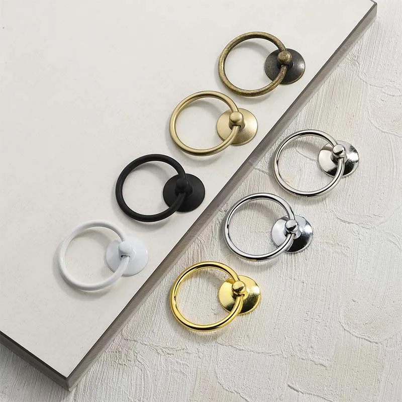 Drawer Ring Single Hole Pull Ring Wardrobe Door Handle Nordic Modern Minimalist American Golden