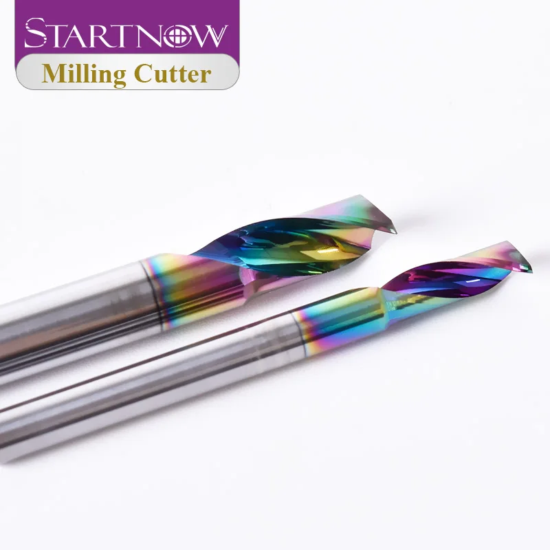 Startnow 5 개/몫 알루미늄 한 플루트 나선형 비트 엔드 밀 조각 CNC 라우터 조각 비트에 대 한 DLC 코팅 밀링 커터