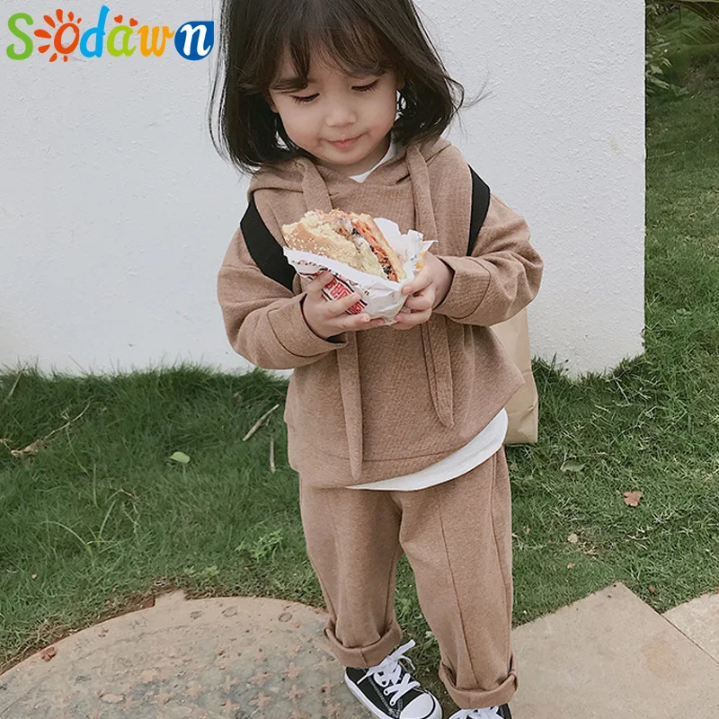 Sodawn/ г. Весенне-осенняя новая хлопковая одежда для детей комплект одежды из 2 предметов для маленьких девочек с рисунком воздушного шара+ брюки
