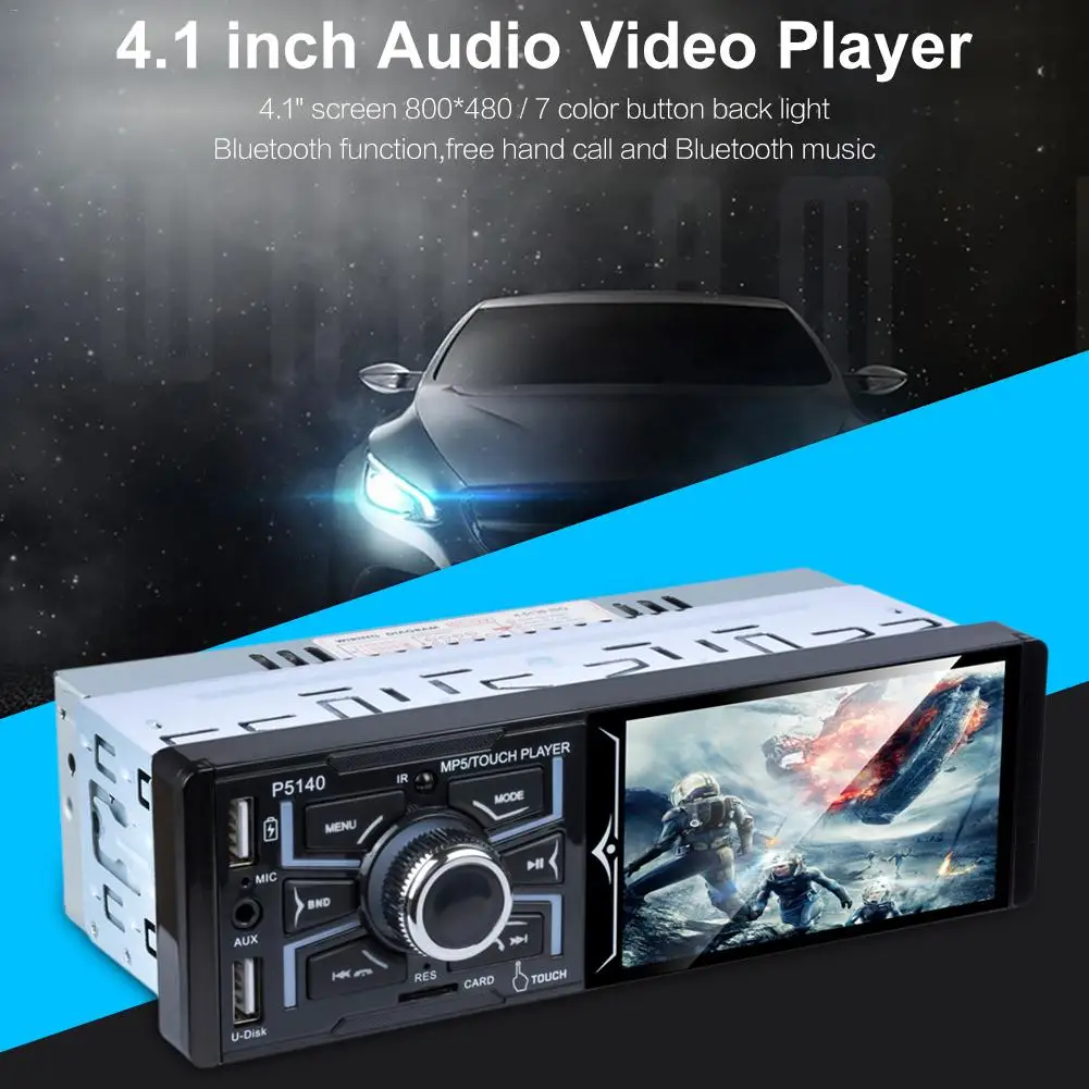 Автомагнитола 4,1 дюймов сенсорный экран Bluetooth RDS AM/FM автомобильный стерео плеер радио Поддержка камеры заднего вида USB головное устройство автомобильное радио