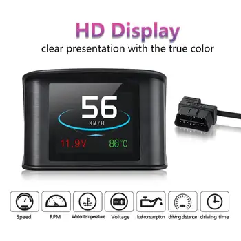 

P10 Hud OBD2 Computer Car Speed Projector Digital Speedometer Display Fuel Consumption Temperature Gauge Diagnostic Tool