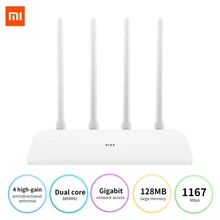Маршрутизатор Xiaomi Mi, роутер 4A гигабитная версия 2,4 ГГц 5 ГГц WiFi 1167 Мбит/с WiFi ретранслятор 128 Мб DDR3 с высоким коэффициентом усиления, 4 антенны, с...