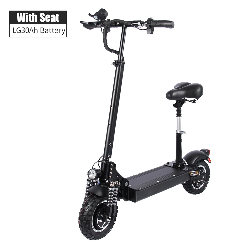 With Seat LG30Ah Halo Knight 52 в 2400 Вт 70 км/ч Электрический скутер с сиденьем 10 дюймов двойной привод внедорожный складной E скутер для взрослых - Цвет: With Seat LG30Ah