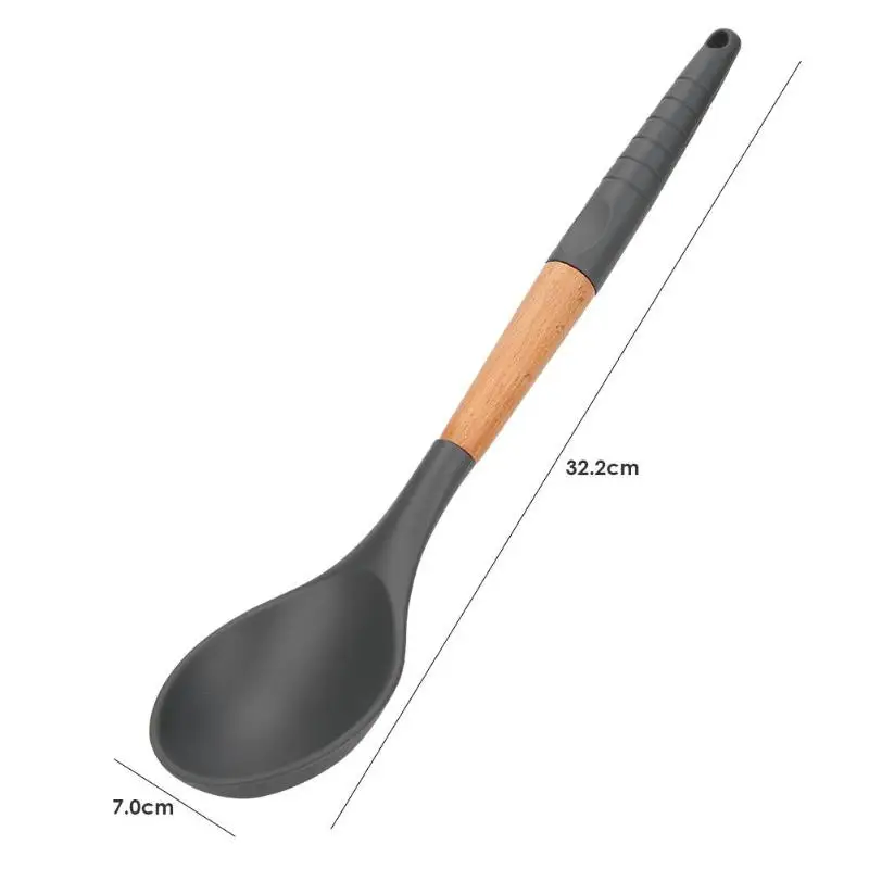 1 шт. кухонная утварь инструмент с ручки из бука для приготовления пищи силиконовые деревянные кухонные принадлежности лопатка приспособления для выпечки - Цвет: C