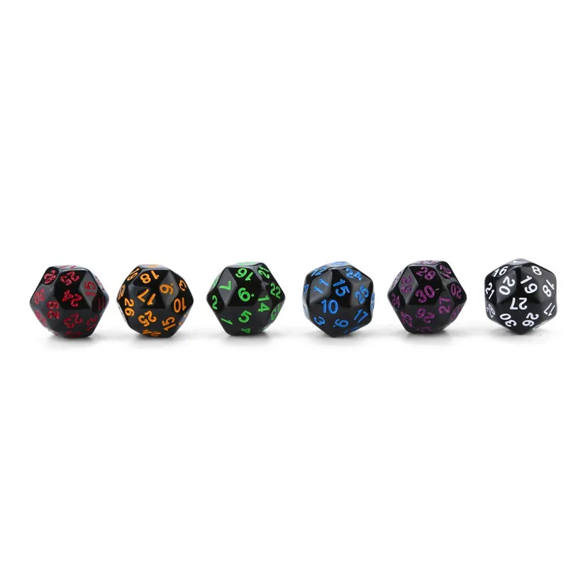 30 face dice 6Pcs dnd dice sets brand new poly dice dados de rpg party happy game polydice dobbelsteen 30 zijdig 30A20 (2)
