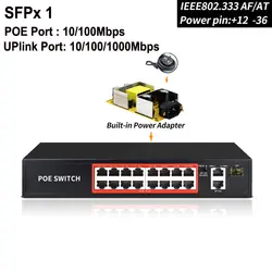10 портов коммутатор gigabit PoE с 10/100/1000 Мбит/с скорость передачи/коммутатор Ethernet для камер/AP со встроенным адаптером питания