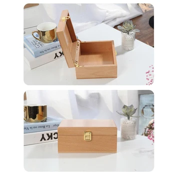

Natural Unfinished Wood Storage Box Pencil Case Organziers Jewelry Box Necklace Bracelet Earring Chest for DIY Wood Art Craft
