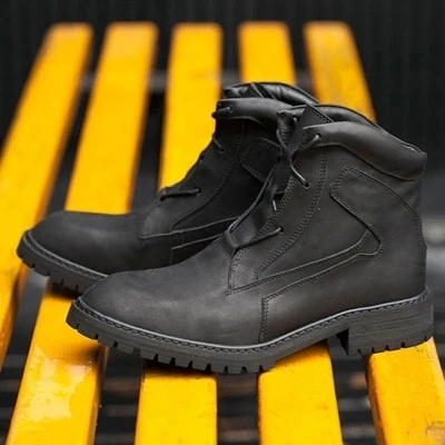 

Genuine Leather men ankle Boots round Toe Breathable Dress Oxford For Men fashion lace-up low heel shoes