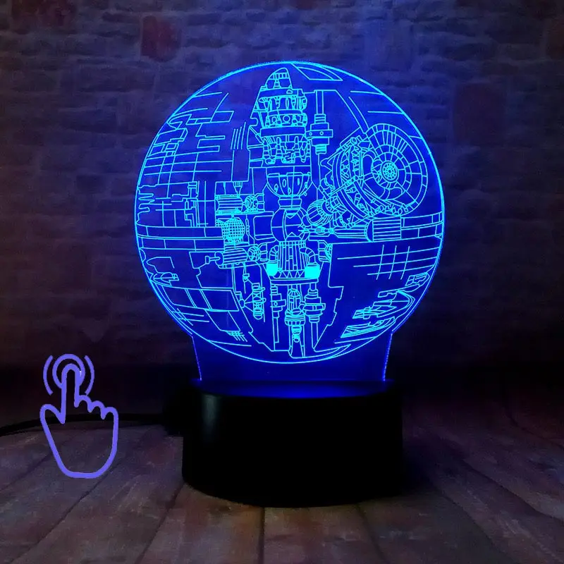 Звездные войны Дарт Вейдер фигура 3D иллюзия светодиодный светильник Красочный ночник светится в темноте ночь Дарт Вейдер Маска Модель игрушки - Цвет: Touch Switch