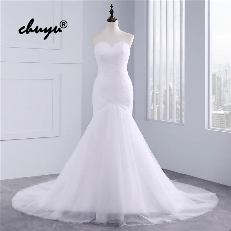 

Real Picture Muslim Wedding Dresses Tulle Strapless Mermaid Dubai Arabic Wedding Gown Bridal Dress