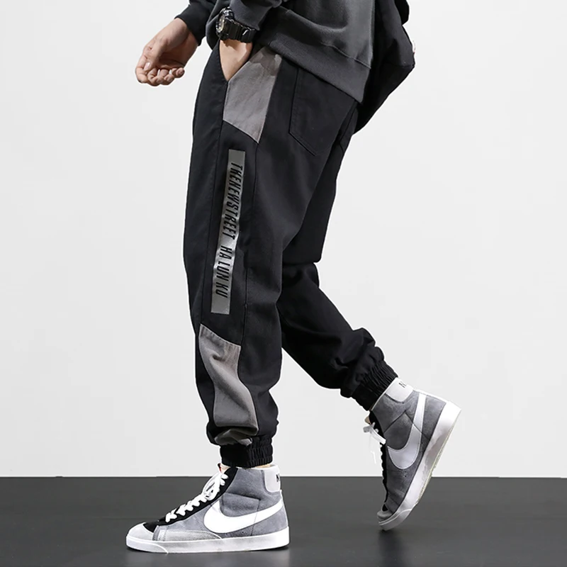 Джинсы-карго мужские свободного покроя модные штаны в полоску сбоку