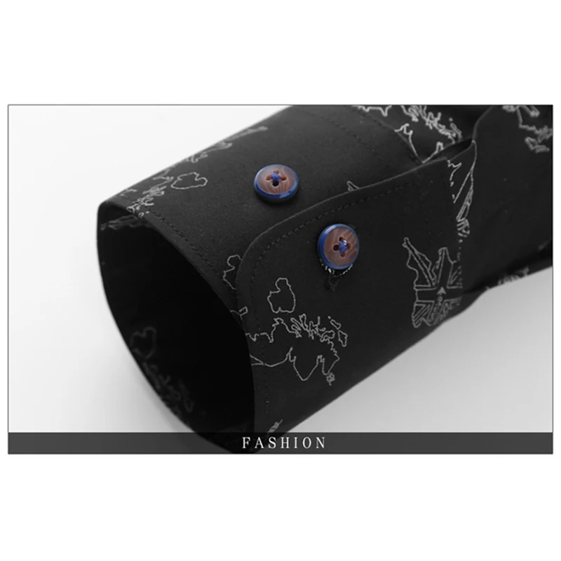 Черная Модная рубашка с принтом Blusa Camisa Social Masculina Dudalina, приталенная рубашка с длинными рукавами, мужская одежда с цветочным принтом, пуловер, белый мужской