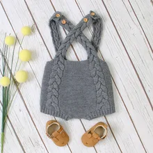 Милые повседневные трикотажные короткие штаны для новорожденных; свитер на пуговицах для мальчиков и девочек; Вязаный комбинезон; детская одежда; брюки;#12,6