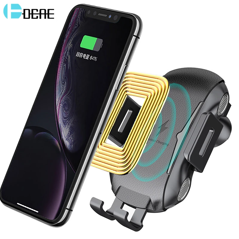 

DCAE Qi Wireless Car Charger for iPhone XS Max XR X 8 11 Samsung S10 S9 Note 10 9 Fast Wireless Charging Car Phone Holder Stand