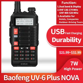 

Baofeng UV-6Plus Nova Walkie Talkie Long-range Walkie-Talkie VHF UHF 5R 128ch display two way radio