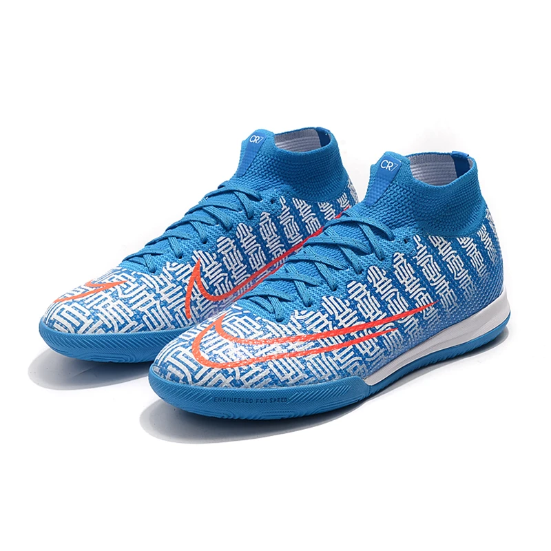 Nike Mercurial Superfly 7 Elite IC 40-44 футбольные бутсы, мужские синие бутсы, футбольная обувь Flyknit для помещений