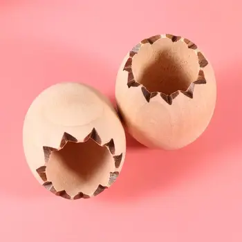 

2pcs Creative Wooden Egg Shell Flower Pot Succulent Plant Pot Wooden Container Mini Plant Holder Potted Desktop Decoration