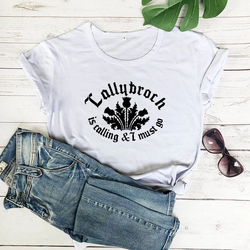 Lallybroch Is call and I Must Go, футболка с коротким рукавом, хлопок, размера плюс, женская футболка, модная, с круглым вырезом, Повседневная рубашка