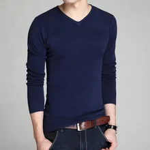 Мужские свитера MJARTORIA, Осень-зима, тонкие вязаные свитера, одноцветные, с v-образным вырезом, для мужчин, базовый простой пуловер, уличная одежда