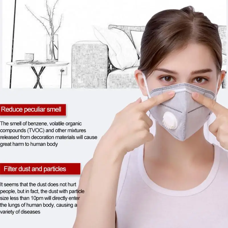 

Reusable KN95 Mask - Valved Face Mask N95 Protection Face Mask FFP1 FFP2 FFP3 Mouth Cover Pm2.5 Dust Masks 6 Layers Filter