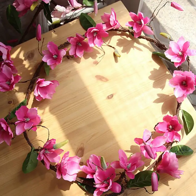 180cm Sakura Cherry Rattan Wedding Arch decoration Vine Artificial flowers Home party decor Silk Ivy wall Hanging Garland Wreath