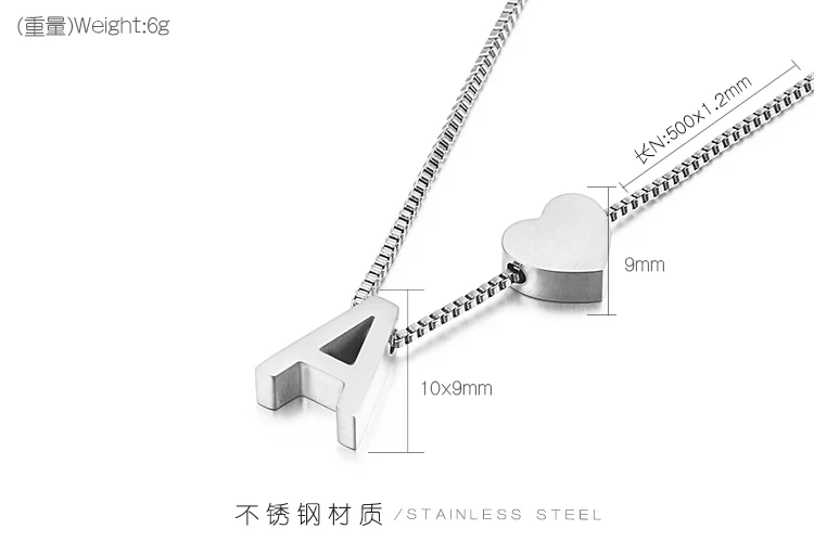 A-Z Letter Fashion Tiny Heart Dainty Initial Necklace Gold S Color Letter Name Choker Necklace For Women Pendant Jewelry Gift