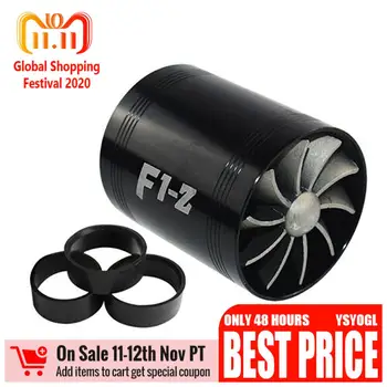 

Universal Car Turbine Supercharger & 3 Rubber Covers 3000rpm F1-Z Double Turbo Charger Air Filter Intake Fan Fuel Gas Saver Kit