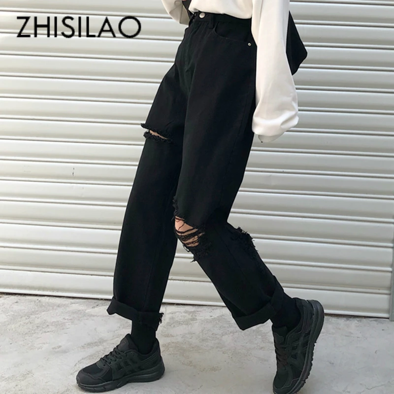 Black Ripped Jeans for Women Jeans Boyfriend Vintage High Waist Wide Leg Straight Denim Pants Jeans Mom Summer 2020 Jeans Black Ripped Jeans for Women Jeans Boyfriend Vintage High Waist Wide Leg Straight Denim Pants Jeans Mom Summer 2020 Jeans