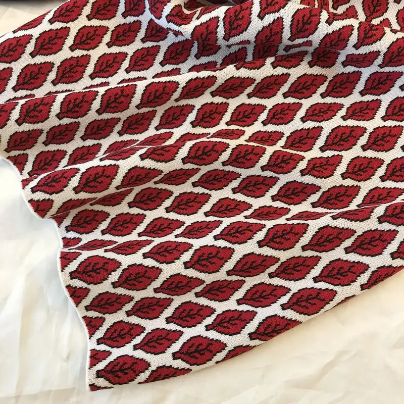 ALPHALMODA/ Зимний вязаный кардиган с круглым вырезом+ платье, Женский жаккардовый костюм из двух предметов с узором в виде листьев и ромбика, повседневный комплект OL