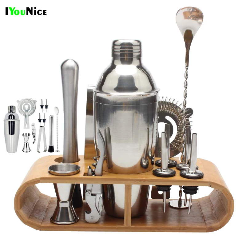 IYouNice 1-12 шт шейкер набор Jigger смешивающая ложка Tong Barware инструменты бармена